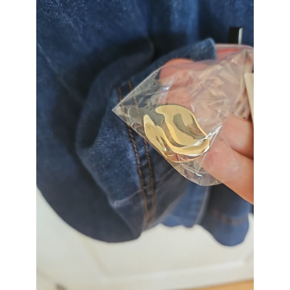 Commense NWT Blue Button-Down Pocketed Belted Den… - image 7